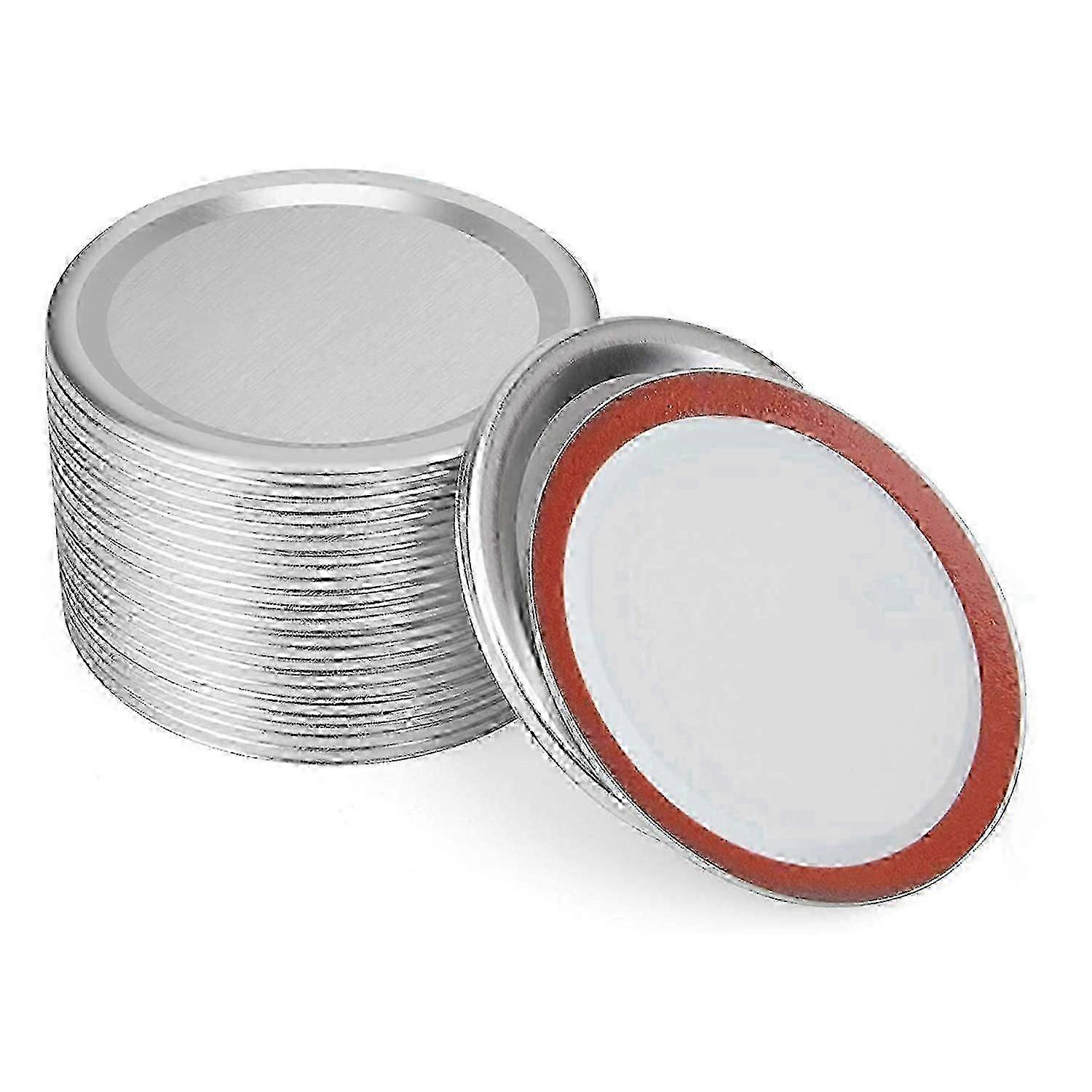 24 PCSメイソンジャー蓋、通常の口缶詰蓋再利用可能な分割タイプの漏れ防止缶詰蓋、シリコンシールリング付き--