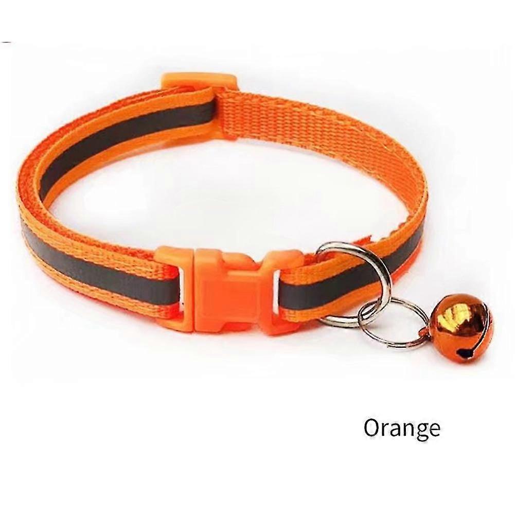Adjustable kitten collar with reflective strip and bell