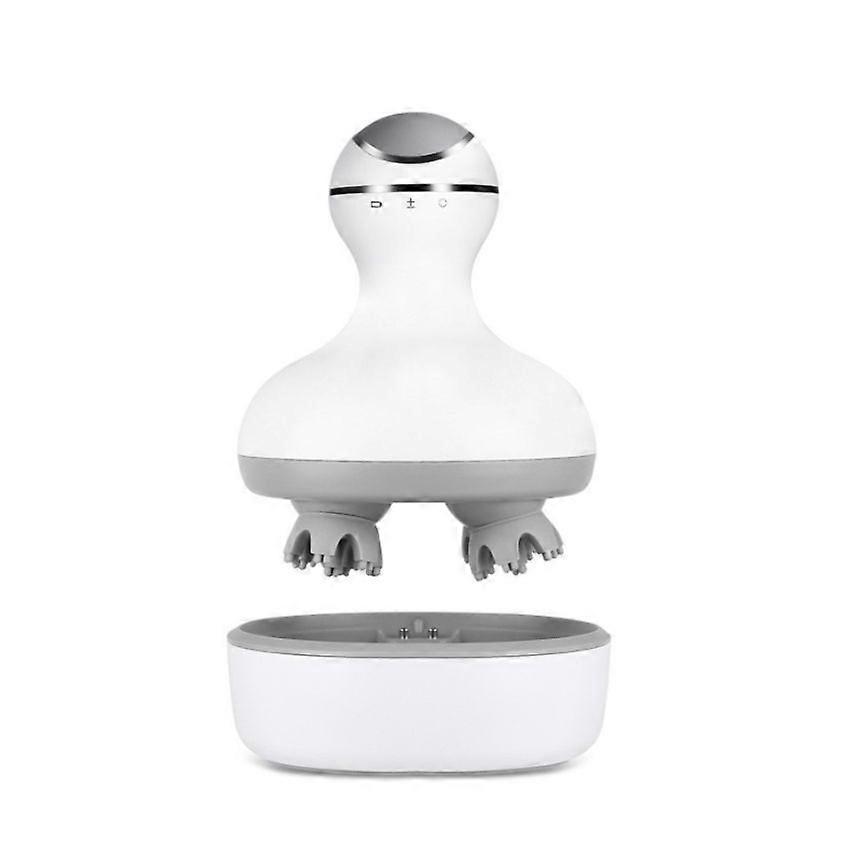 Electric Hair Scalp Massager Handheld Portable Massager Rotating Waterproof with 4 Heads, 84 Nodes for Scalp Relief(white)