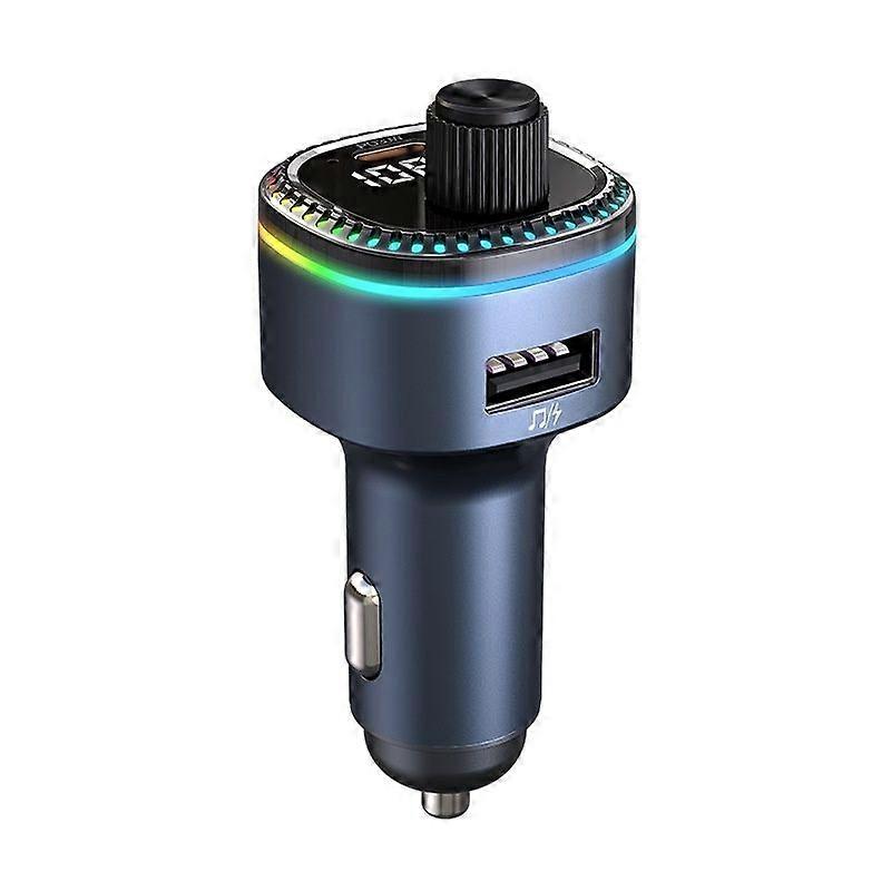 Bluetooth 5.3 Adapter Auto, FM Transmitter with PD 30W, Hands-Free Calling, Support USB Disk (Black)