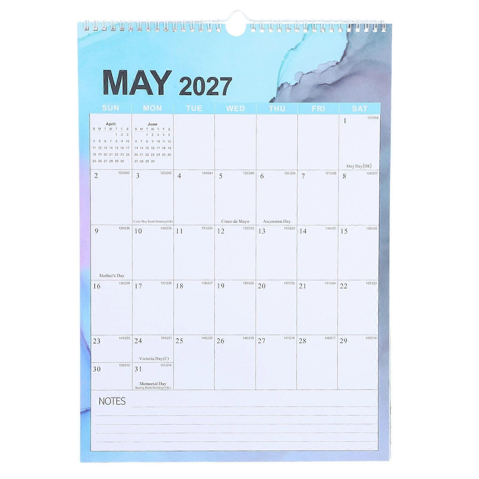 Wall Calendar 2026: Runs From January 2026 To June 2027 - 18 Month Twin Wire Binding English Calendar Bottom Note Taking Planner For Organizing Planni