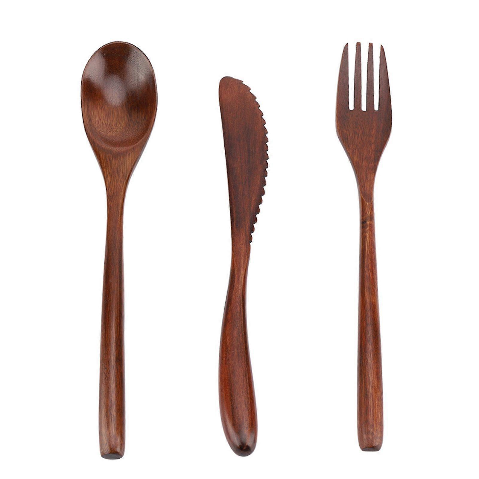 Japanese Style Reusable Wooden Dinnerware Set Tableware Kit (Knife & Fork & Spoon Only)