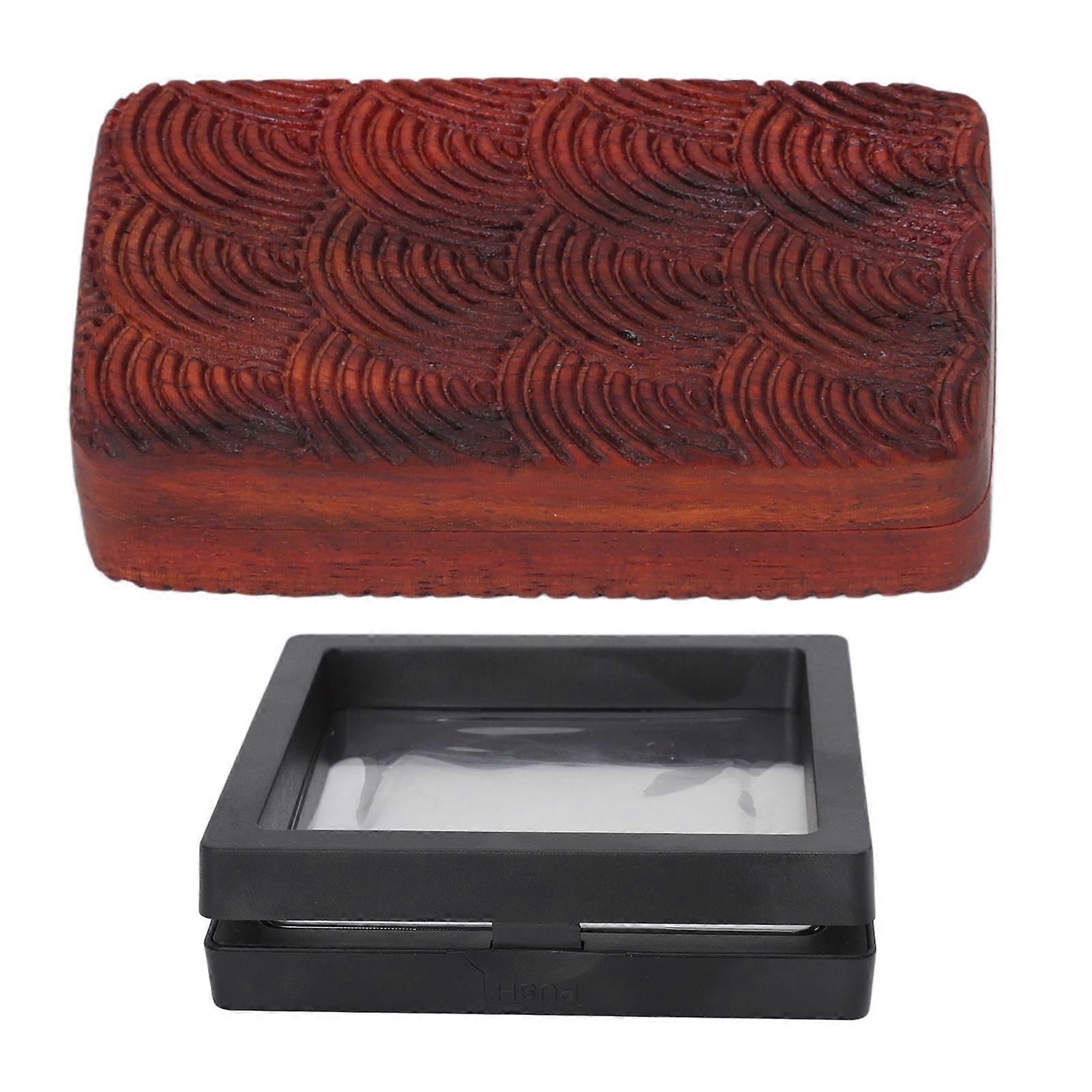 Fidget Slider Red Sandalwood Stress Relief Engraved Fingertip Fidget Slider Toy for Office Limited Water Ripple