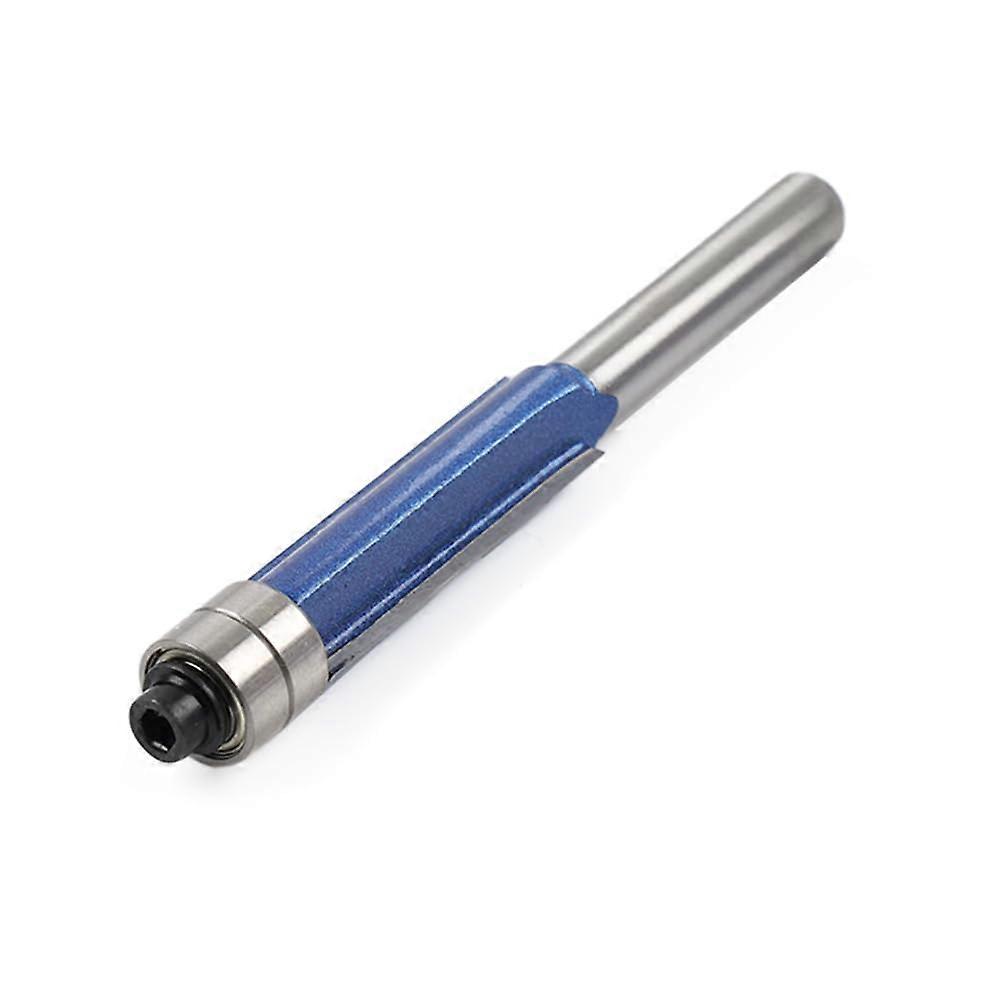 Bearing Pattern Template Flush Trim Cutter Straight Router Bit 1/4 Shank 3/8 Diameter Blue Silver Carbide