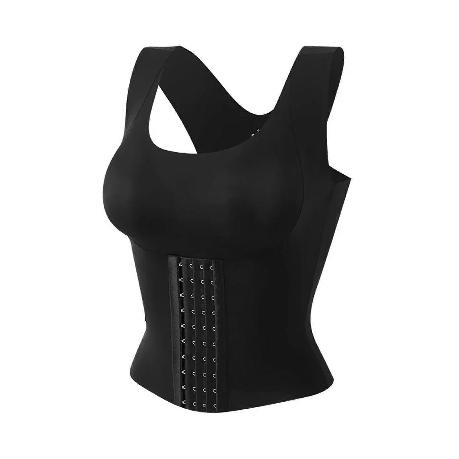 Slimming Belt 3-in-1 Waist Buttoned Bra Shapewear for Women in Black Size L, Comfortable and Adjustable Body Shaper