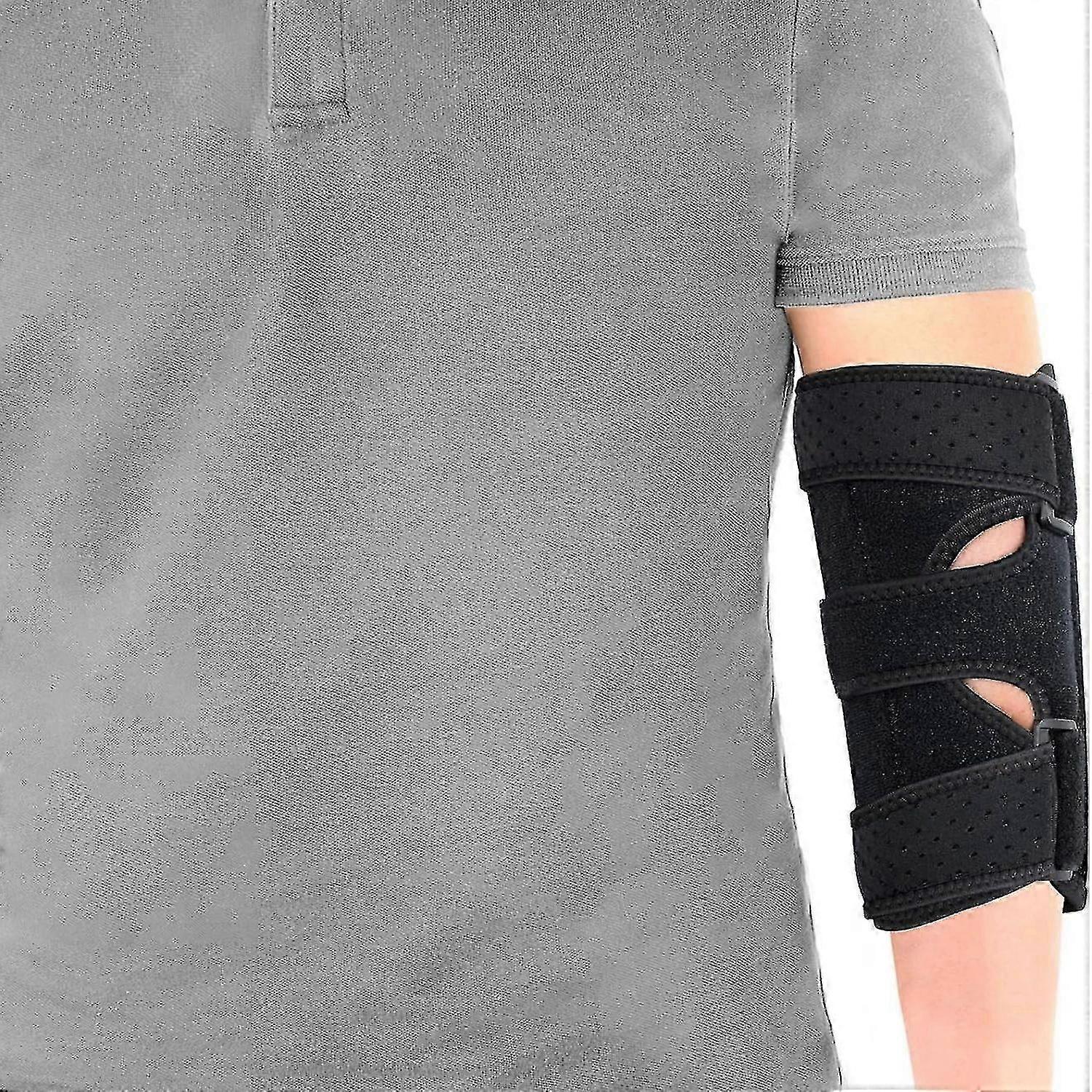 KINZON Elbow Brace, Adjustable Elbow Support With Two Removable Metal Splints, Arm Stabilizer Cubital Tunnel Elbow Splint For Tennis Elbow, Weightlift