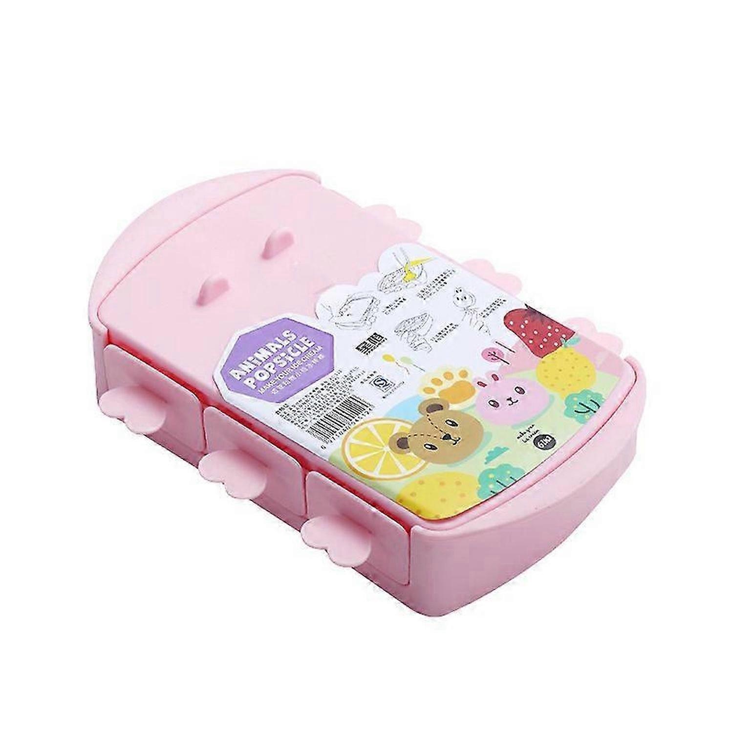 مجموعة من 6 قوالب مصاصةقوالب مصاصة سيليكون مع غطقالب مصاصة حيوانية صغيرة (وردي)