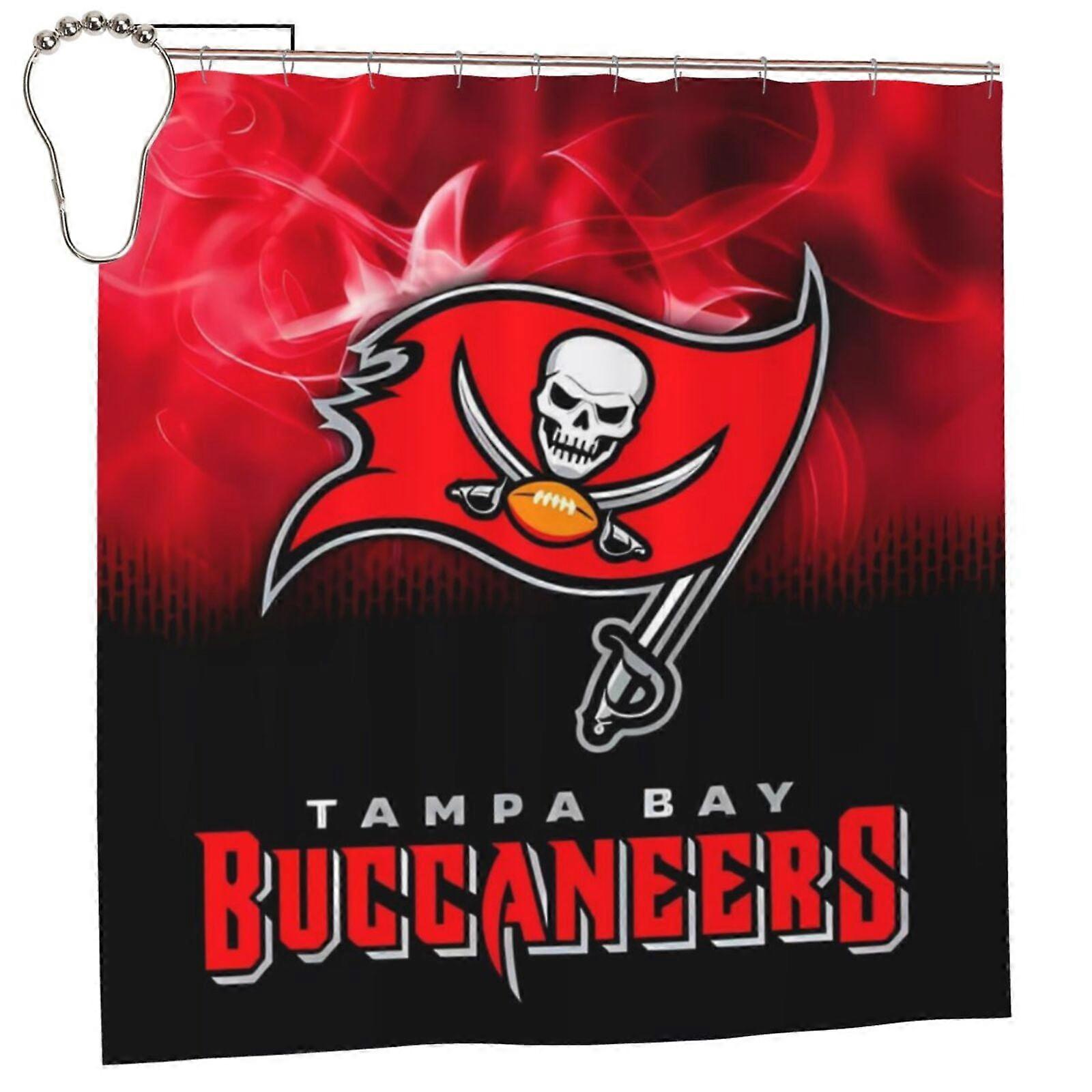 Waterproof Quick-Drying Shower Curtain with Hooks, Buccaneers Compatible, 60x72in