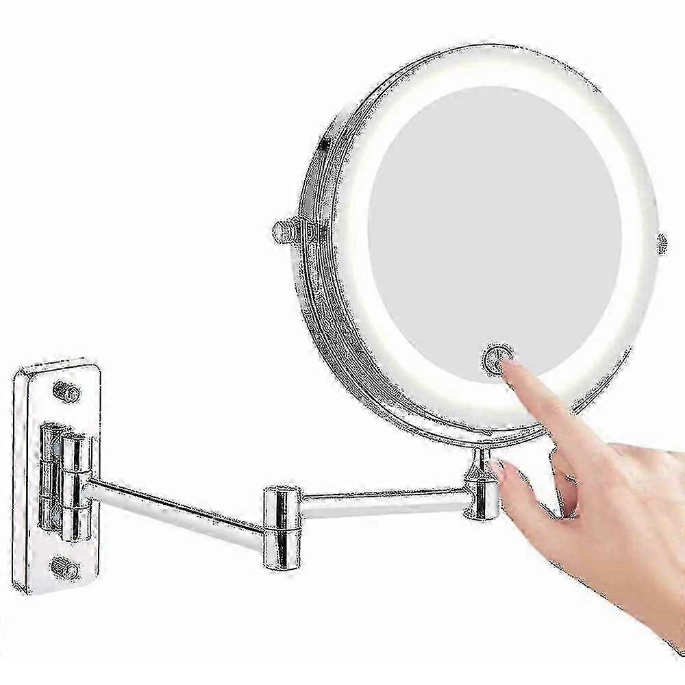 Feelglad Wall Mounted Makeup Mirror, 10x Magnifying Double Sided Led Lighted Mir