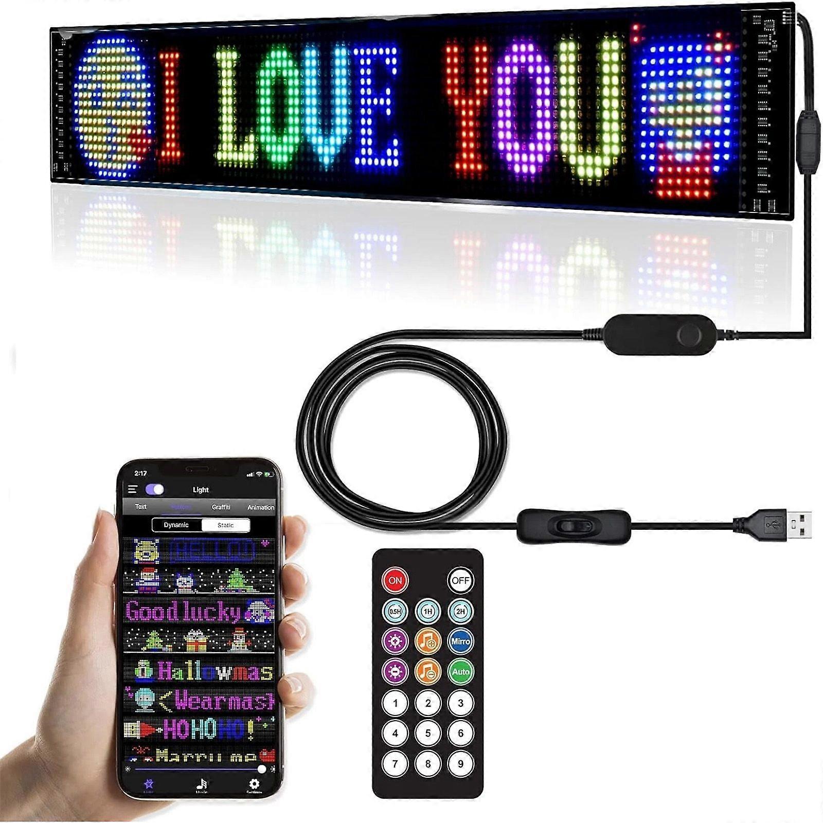 LED Matrix Panel Bluetooth APP Control USB 5V Bright Programmable LED Sign Display for Car Windows Shop Bar Entrance