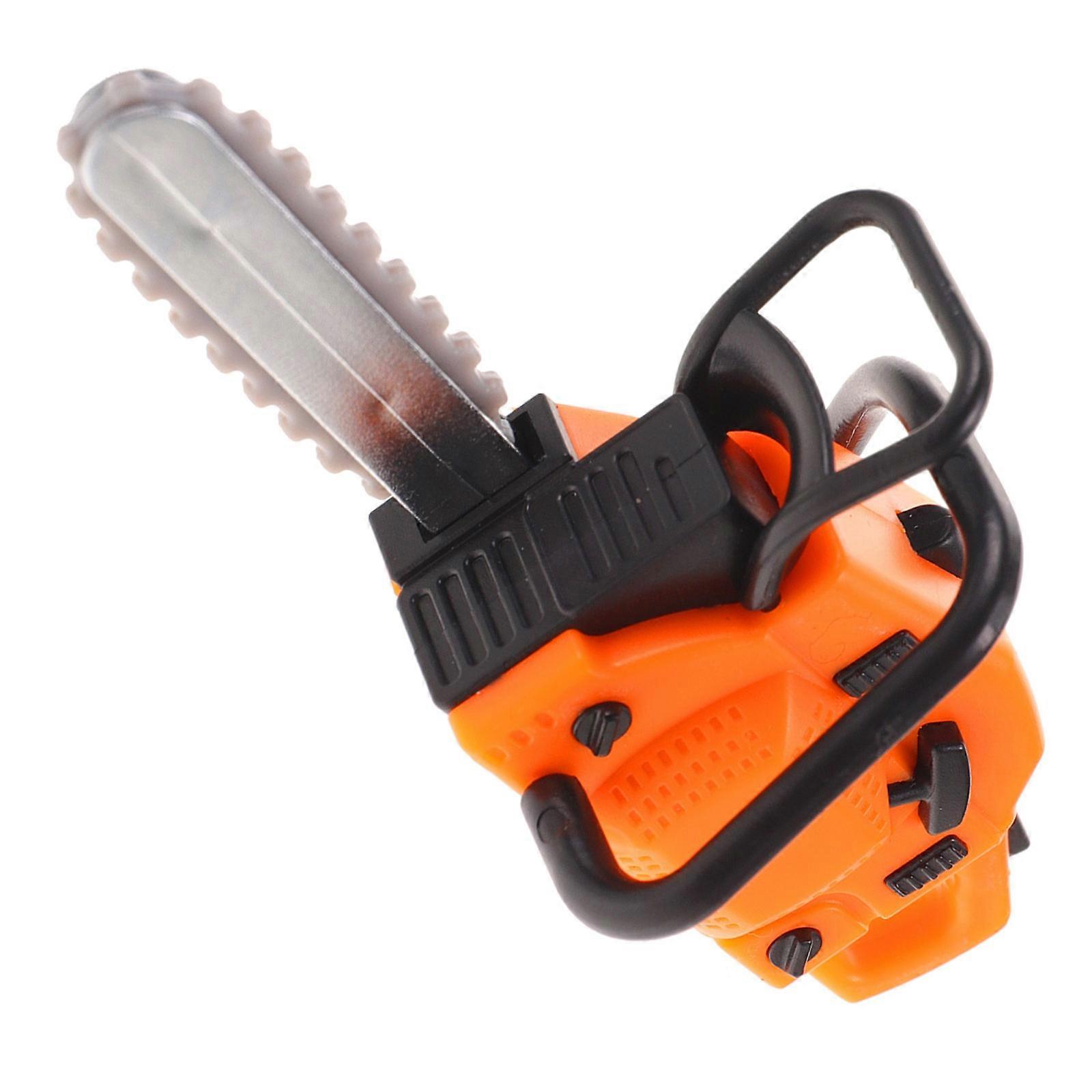 Miniature Chainsaw Model for Mini House Decor 2Pcs Orange Prop