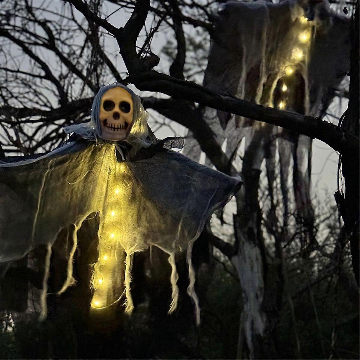 Halloween Hanging Ghost Lights Outdoor Scene Layout Ghost Skull