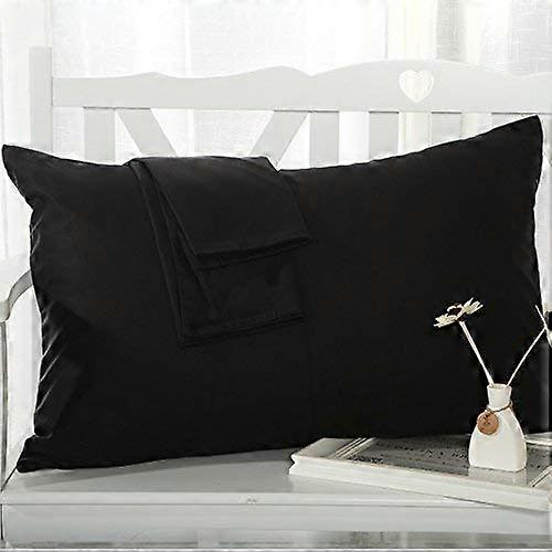 Travel Pillowcase Set of 2 Toddler 13x18 Zipper Closure 500 Thread Count Black Solid 100% Egyptian Cotton