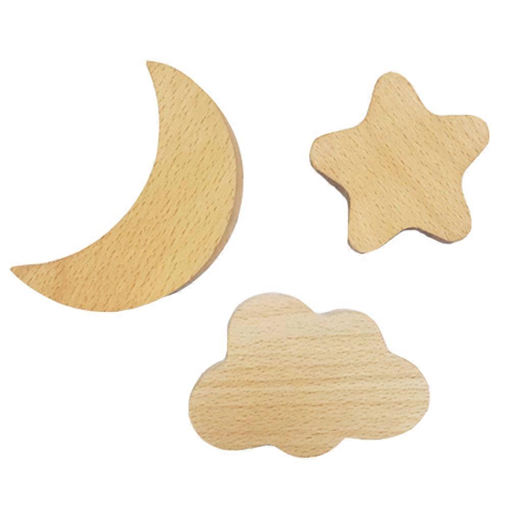 Household Hooks for Wall Mounted Use with 9Pcs Solid Wood Star Moon Hooks