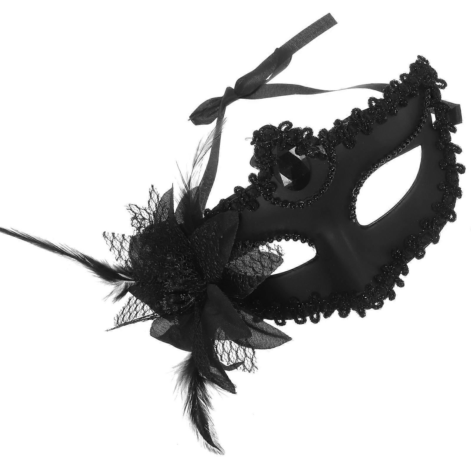 Halloween Lace Mask for Bride Use 2Pcs Black Venetian Masquerade Mask