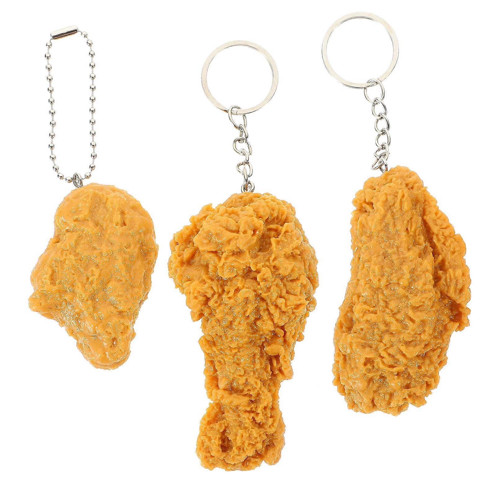 Artificial Fast Food Keychain Fried Ideal For Children And Friends 6X3.5X2Cm Workmanship 3Pcs