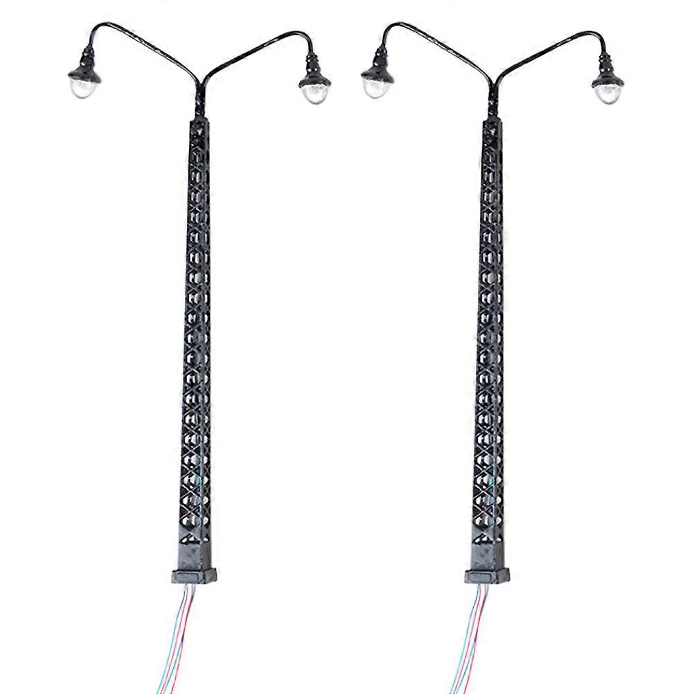 Sand Table Layout Railroad Light Post Model 2Pcs Black For Gardening Decor Easy Installation