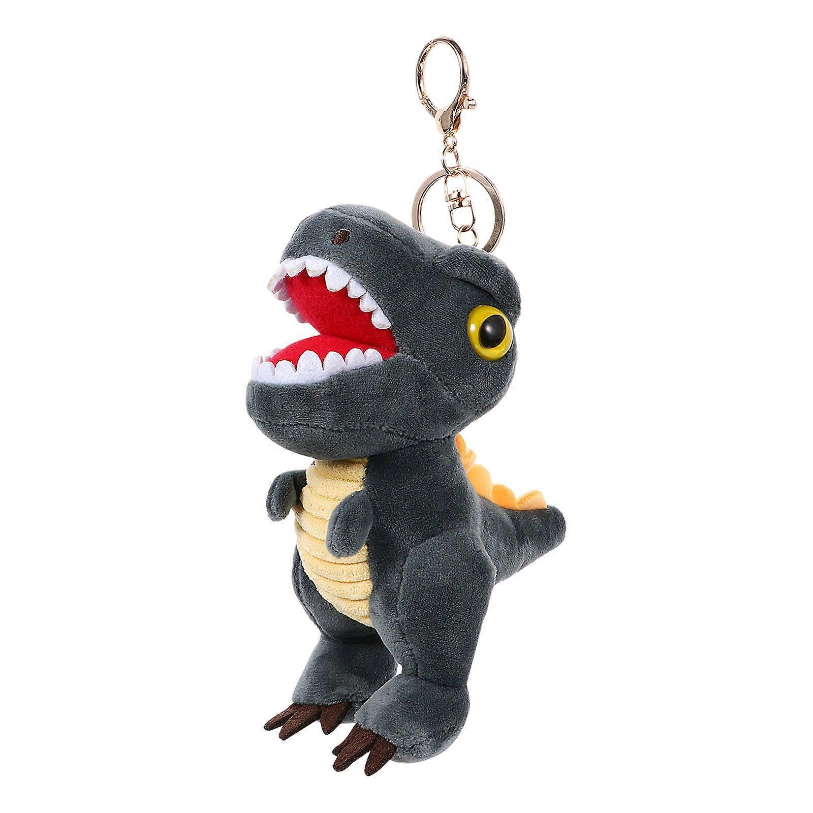 Plush Dinosaur Toy Bag Ornament for Decoration 3Pcs Grey Keychain