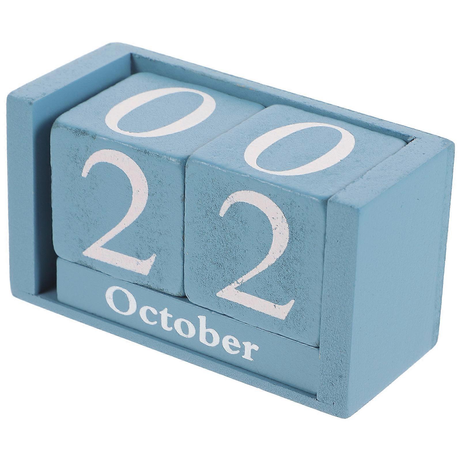 Calendar Block Desk Block Calendar Decorative Reusable Rectangular Blocks Sky- .50X5.00X4.00CM 1 Set