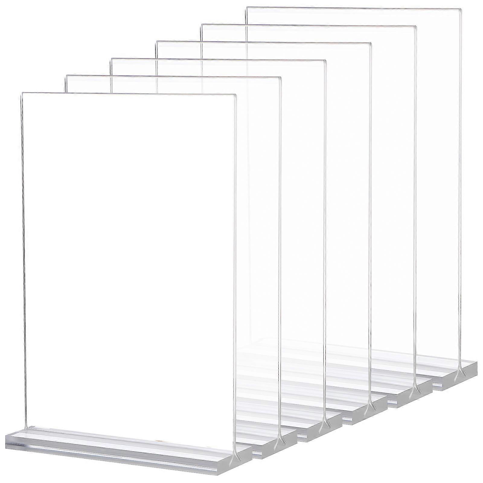 Menu Card Holder Document Display Stand Versatile Application Transparent Acrylic 6Pcs