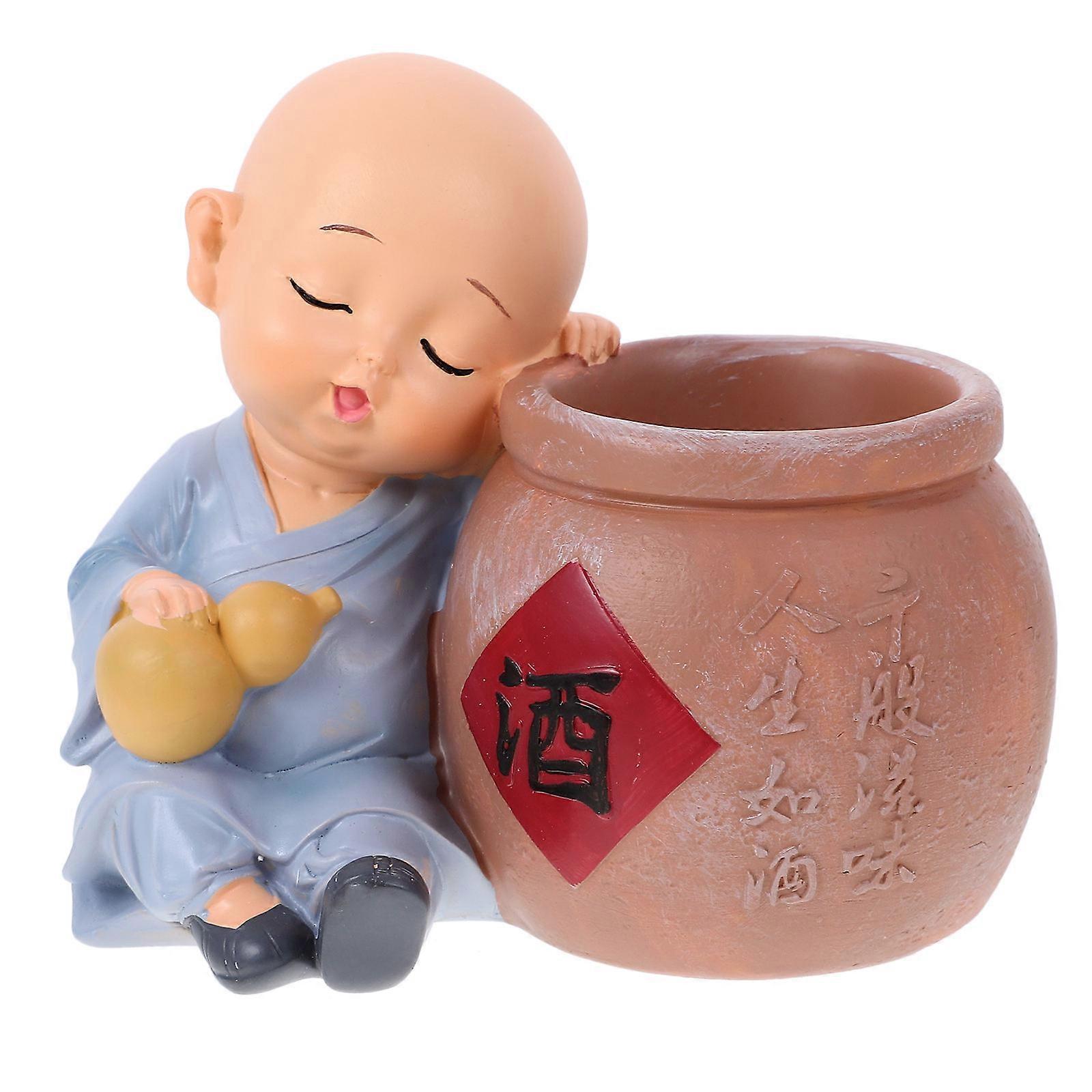 Monk Decor 3Pcs Desktop Monk Ornament Figurine Car Dashboard Accessories Multi Color Decoration Living Space