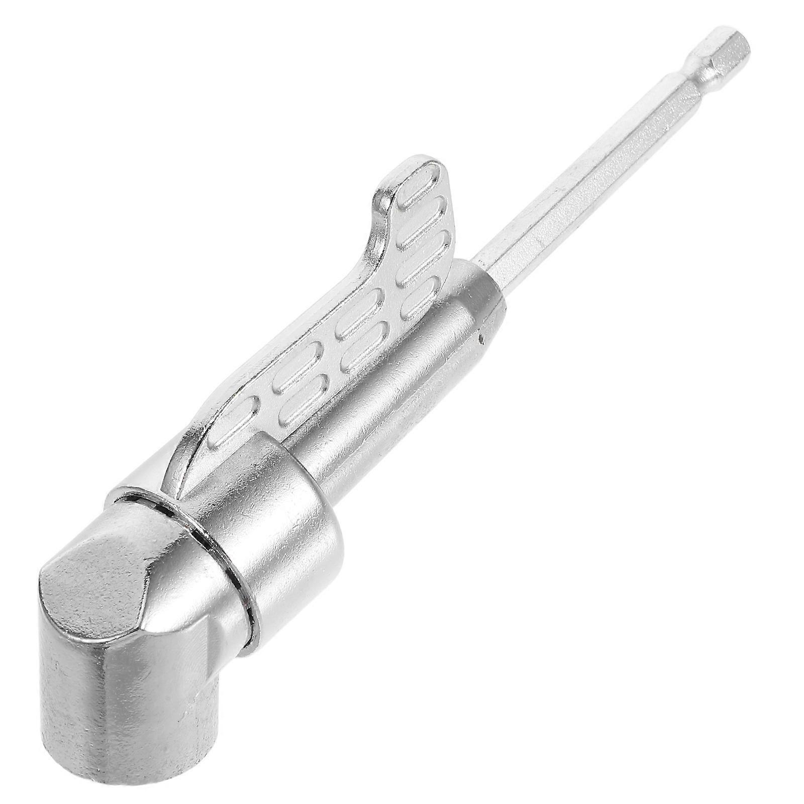 Right Angle Drill Attachment For Electric Drill And Socket Wrench 105 Degree Adjustable Angle Silver 1Set
