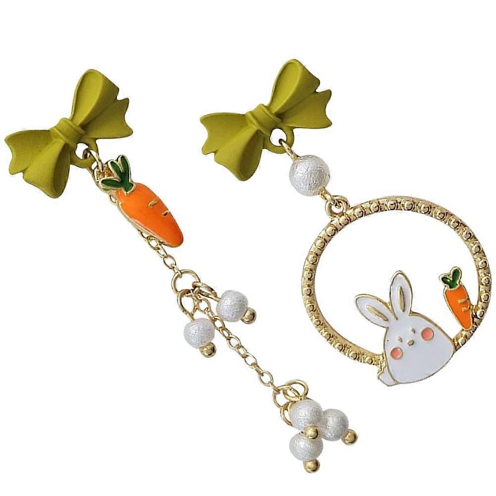 Bunny Drop Earrings for Decoration 5Pairs with Carrot Pendant Design