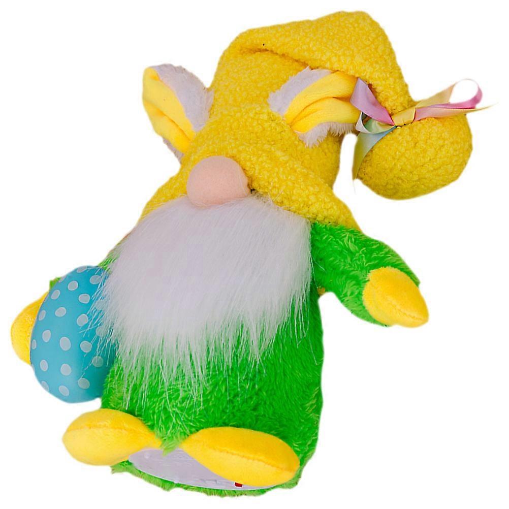 Lighted Bunny Easter Gnome Yellow Plush Handmade Gnome Doll for Decor