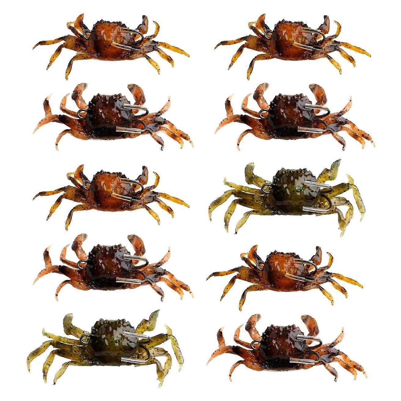 10PCS Artificial Crab Baits 3D Lures with Hooks Sea Fishing