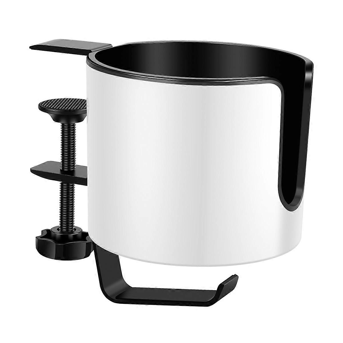 Desk Cup Holder Table Universal Adjustable Pgraded Arm Clamp White