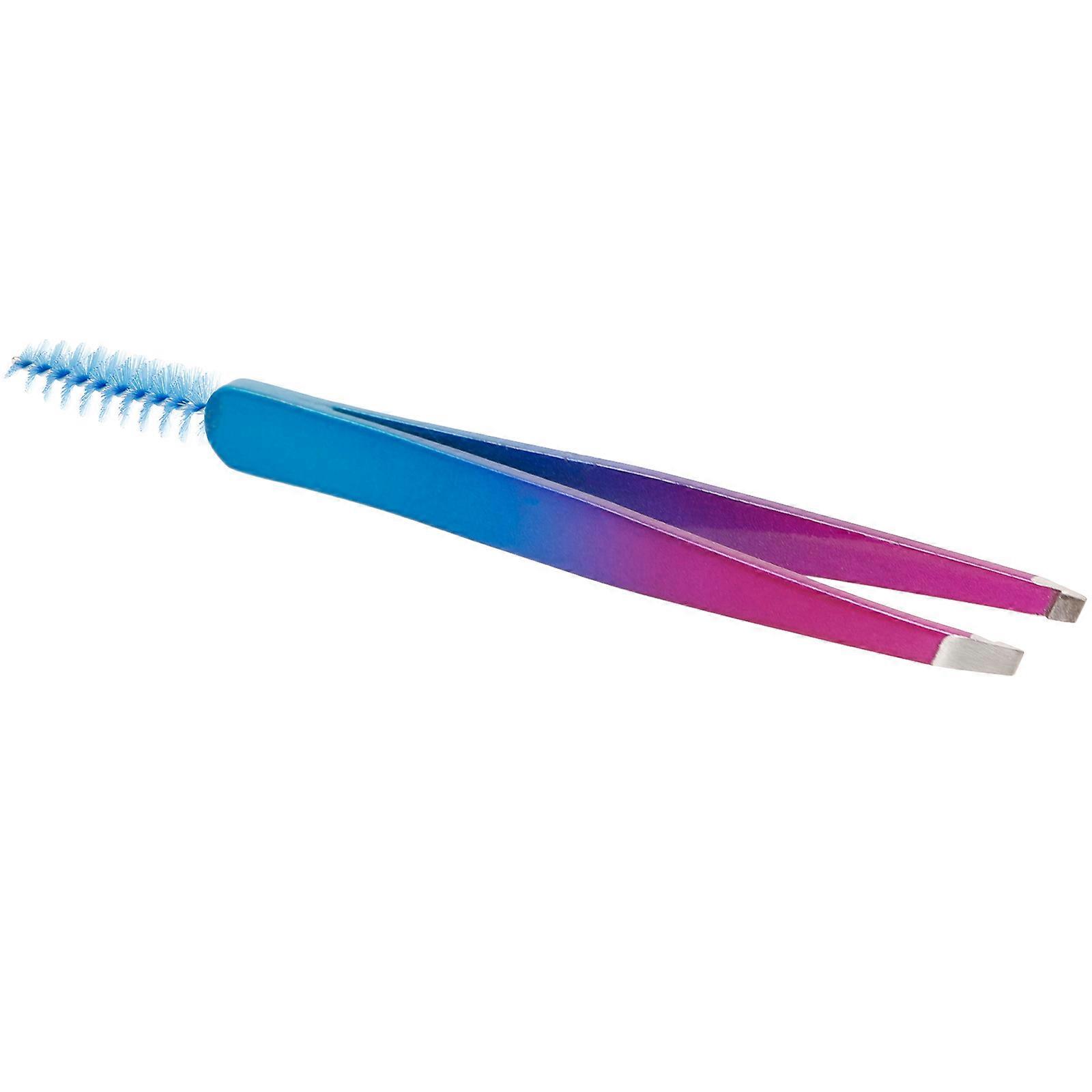 Eyebrow Tweezers with Brush Stainless Steel Brow Tool for Home Use 2Pcs
