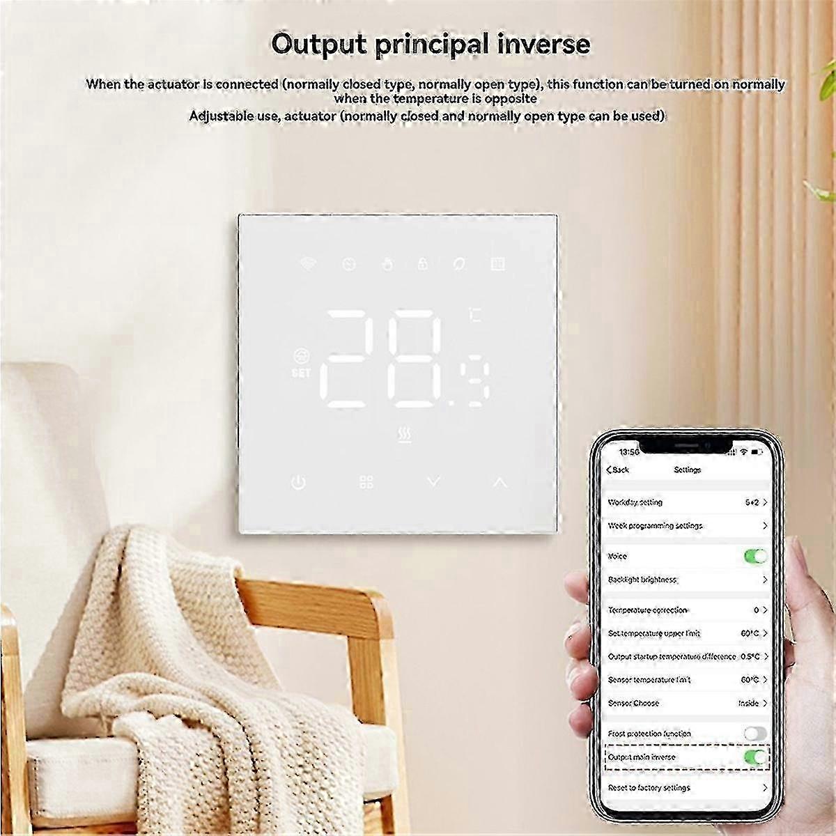 Tuya WiFi Smart Temperature Controller for Wall Mounted Boiler Compatible with Alexa and Google Assistant