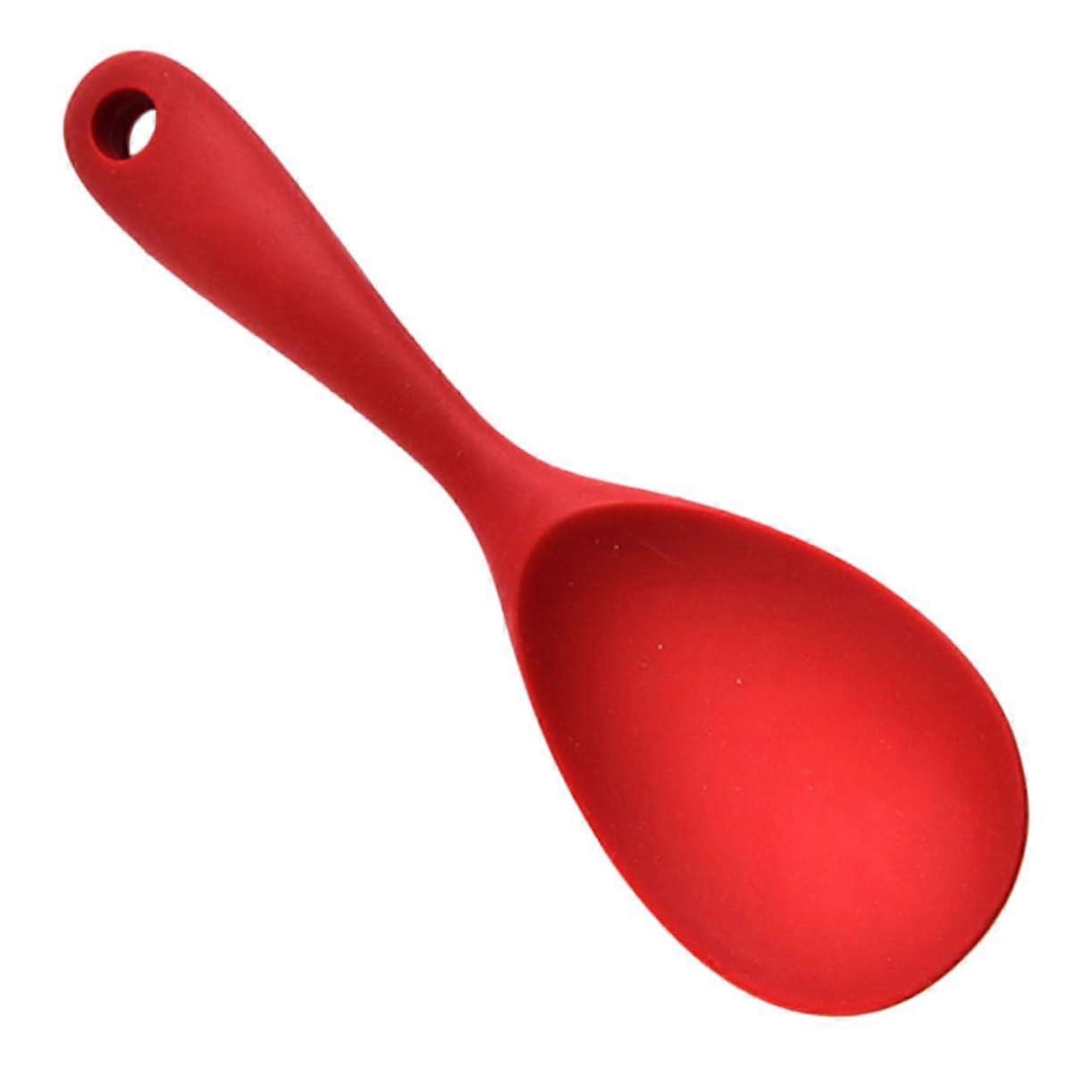 Nonstick Rice Spoon Silicone Red Paddle Decorative For Dining Table Kitchen Utensil
