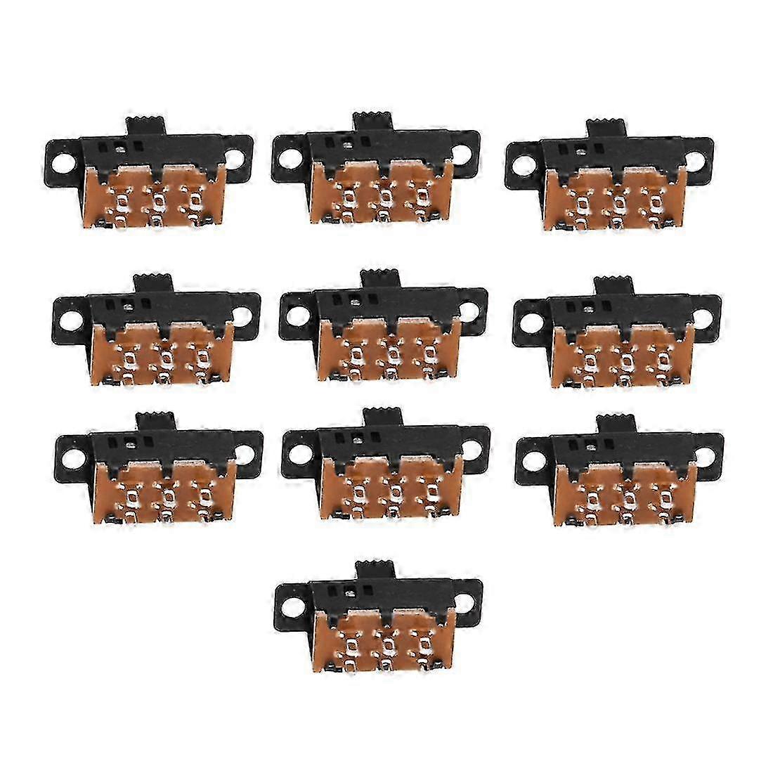 Slide Switch, 10pcs DPDT 3 Position 6 Pin Panel Slide Switch, 0.5A 50V DC with High Knob