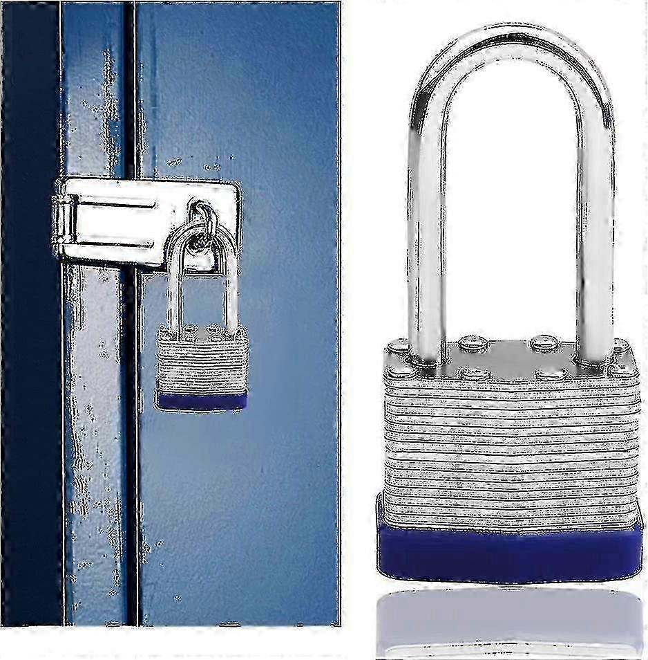 2 Pack Padlocks With Keys, Laminated Steel Key Padlock Long Lock With Keys 44mm Heavy Duty Key Padlock