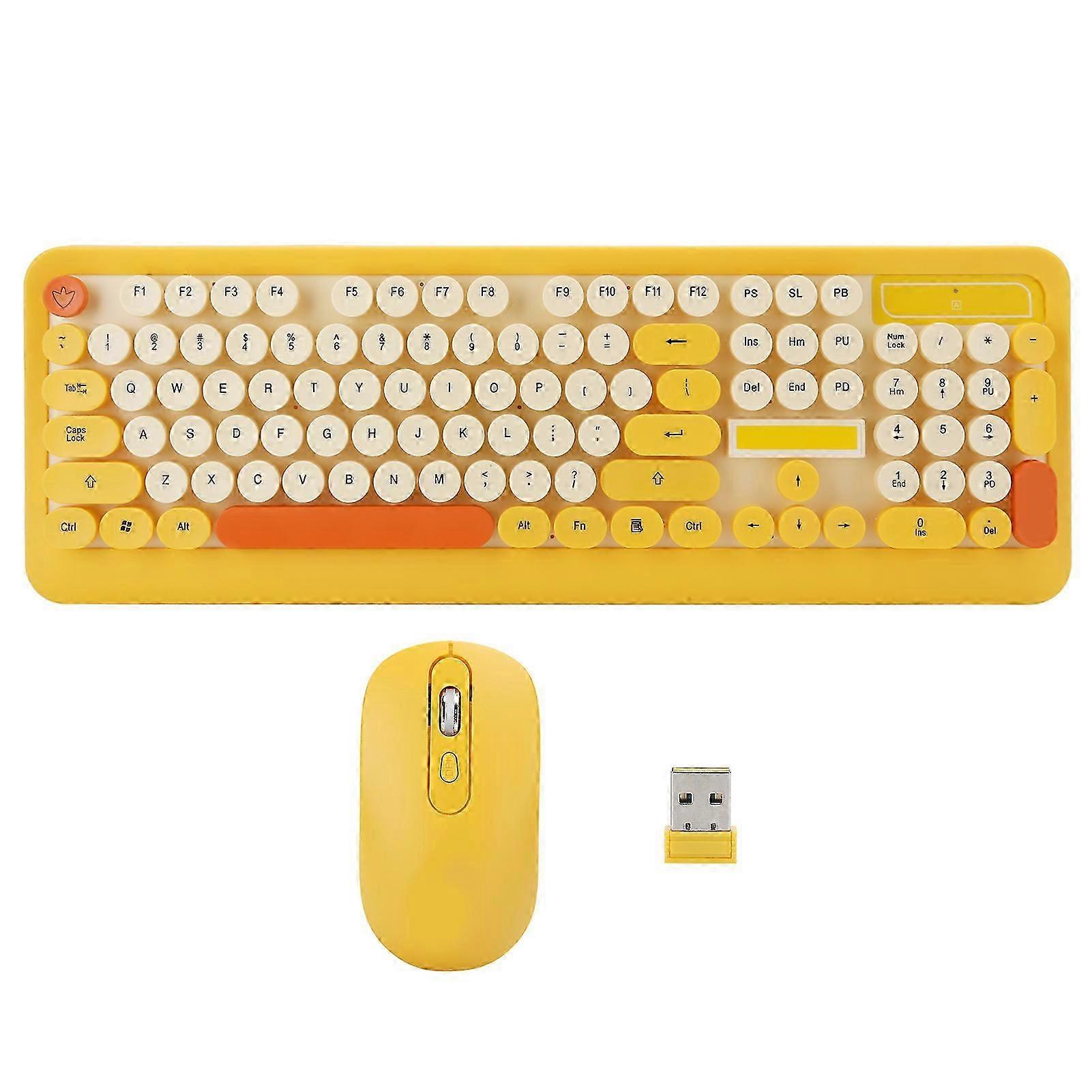 K68 Keyboard Mouse Set Wireless Punk Cartoon Receiver Computer Supplies Yellow DuckHappy Duck 25-26s