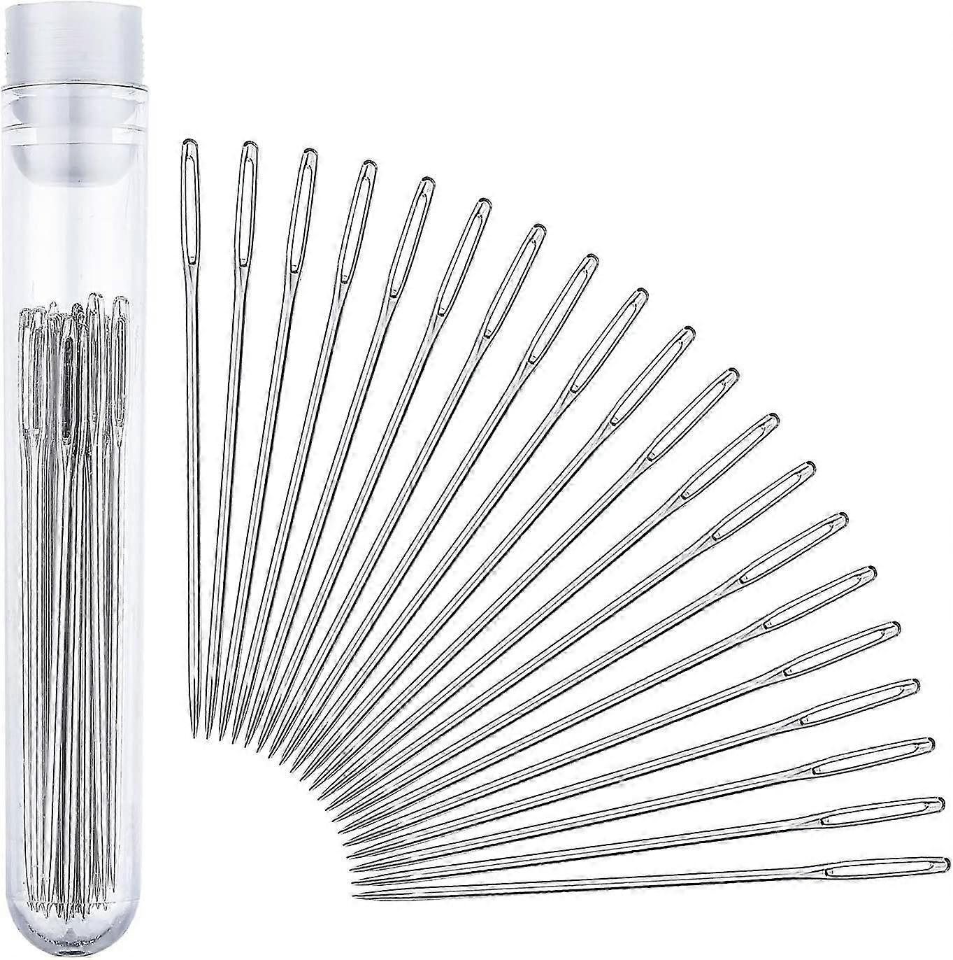 Large-eye Stitching Needles For Leather Projects With Clear Bottle, 20 Pieces
