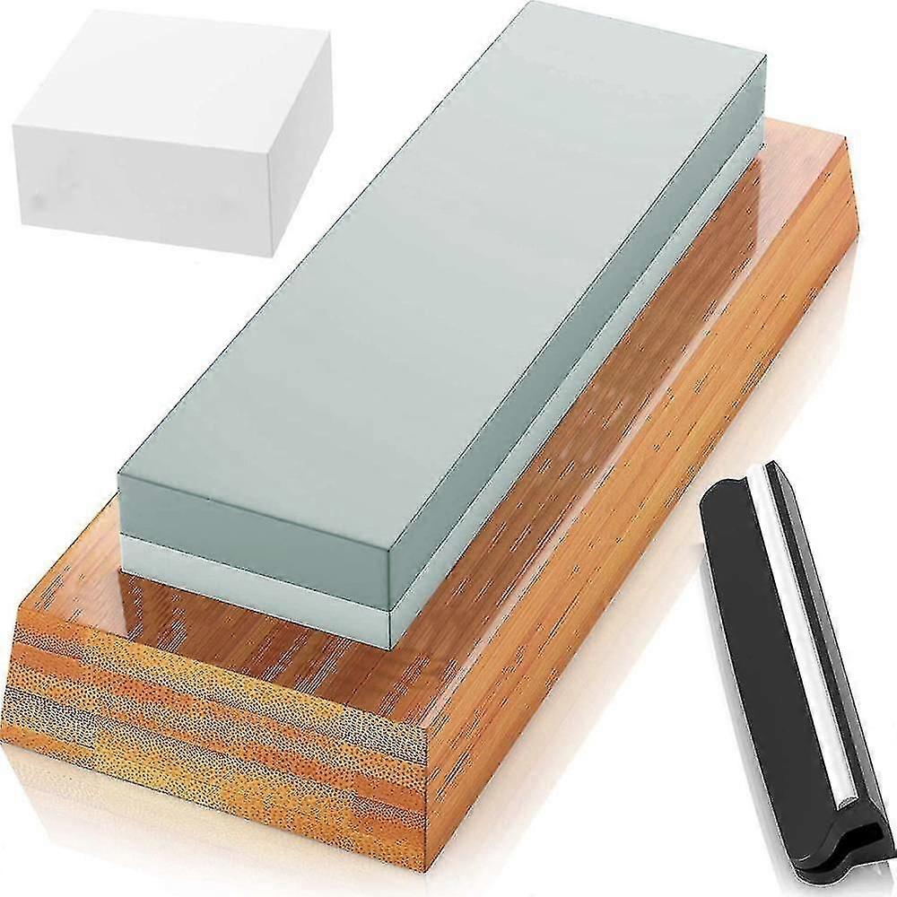 Premium Whetstone ακονίζοντας πέτρα 2 πλευρά Grit 400/1000-whetstone μαχαίρι ξύστρα με πεπλατυσμένα πέτρα & nonslip λαστιχένια βάση