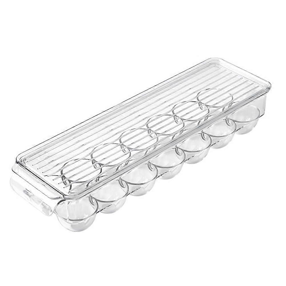 Clear Plastic Egg Holder 14Egg Tray, Fridge Organizer With Lid, Easy To Use Refrigerator Storage Container
