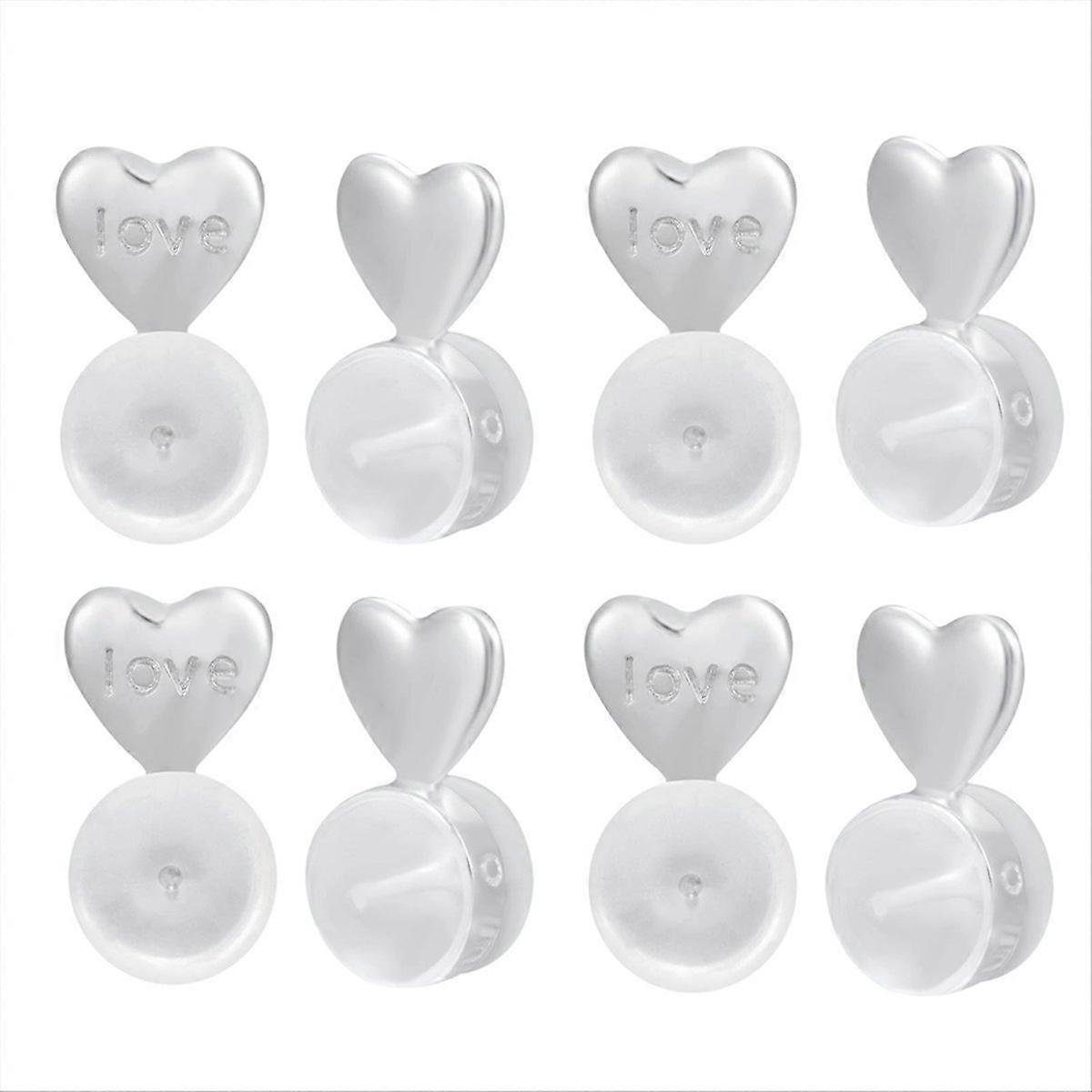 8PCS Earring Backs for Droopy-Ears,Silver