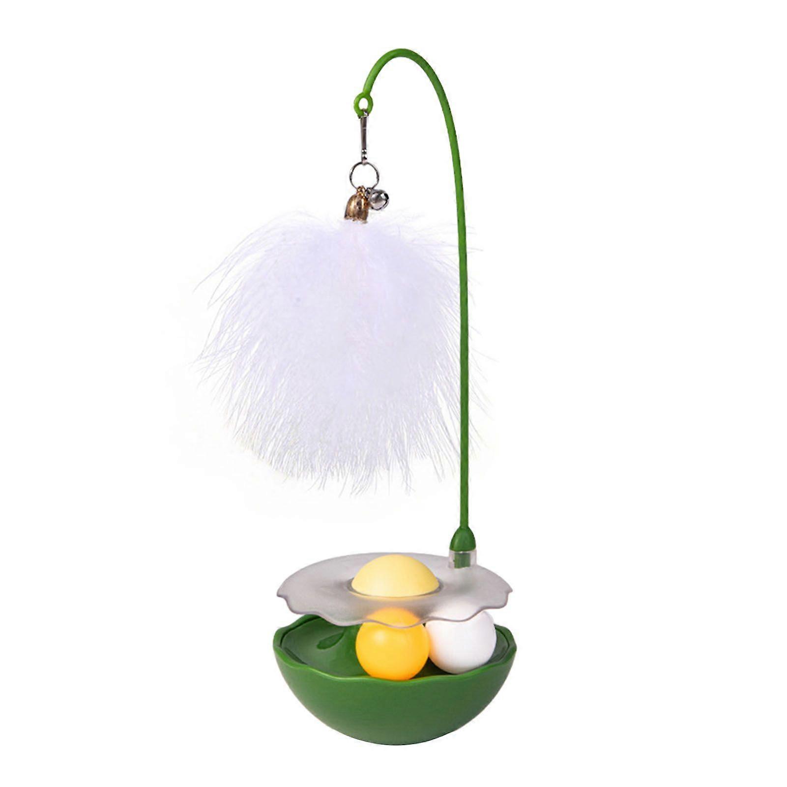 Interactive Cat Feather Toy Automatic Cat Toy Catnip Ball Feather Toy with Track Balls Bells for Indoor Cats Exercise Entertainment