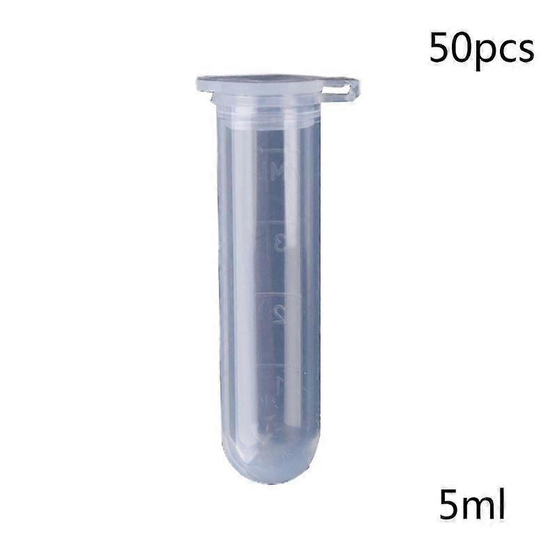 New 50Pcs 5ml Plastic Clear Snap Cap Centrifuge Tubes Vials Sample Lab Container