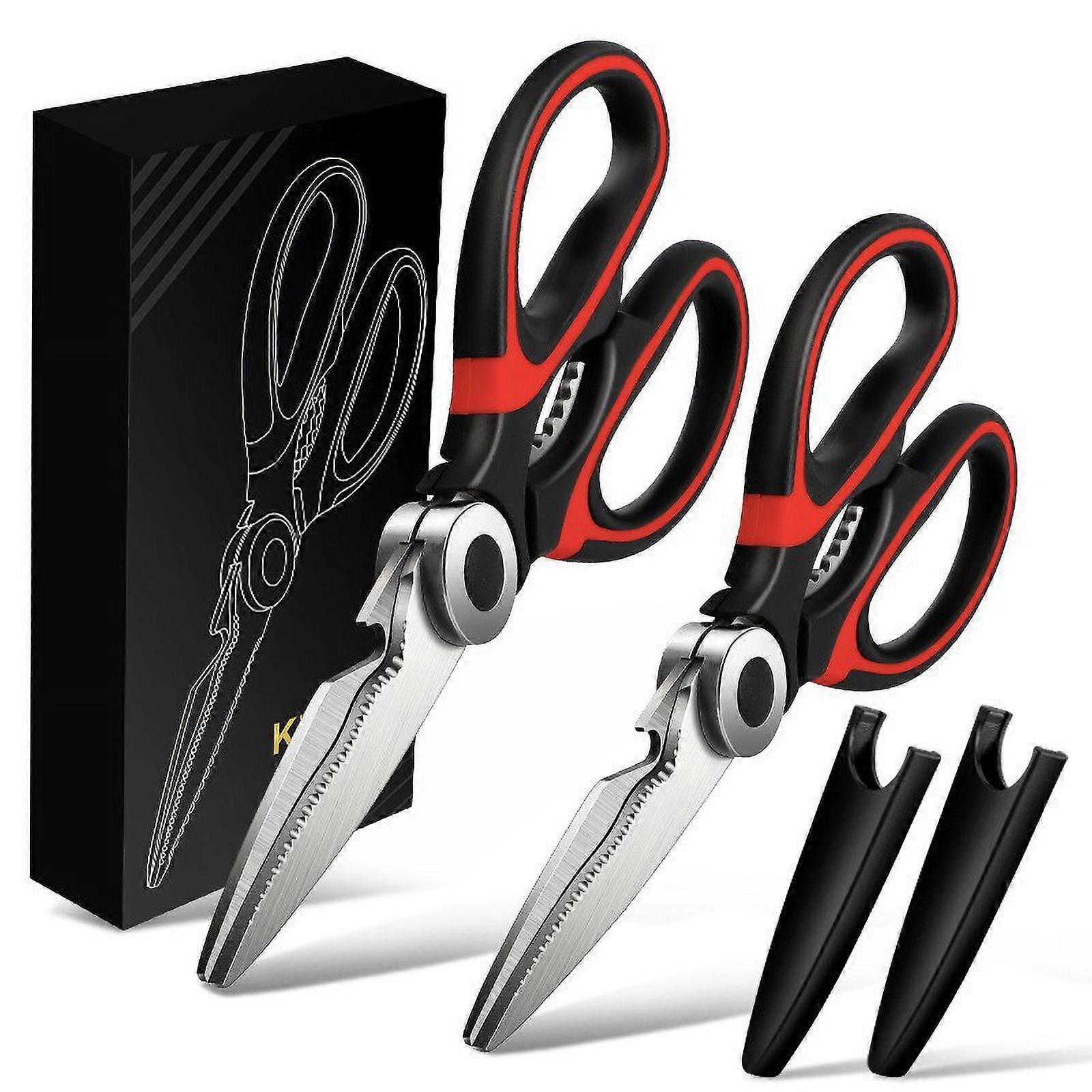 KQJQS 2PCS Kitchen Scissors Set, compatible with Sharp Stainless Steel, Heavy-Duty & Versatile for Kitchen Use