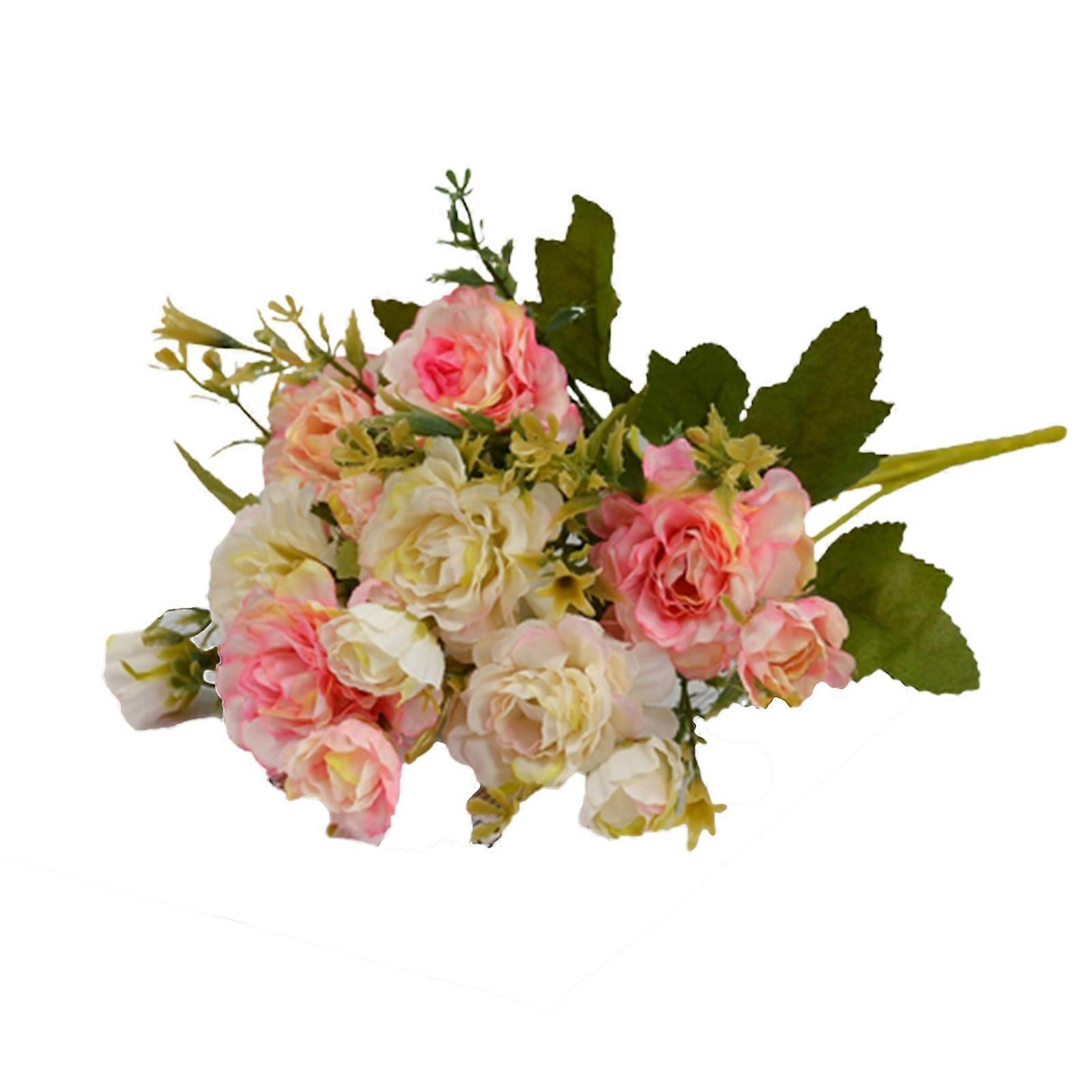 Single Branch Artificial Flower Multiple Forks Decorative Realistic Fake Rhododendron Wedding Decor Scene Layout-Light Pink