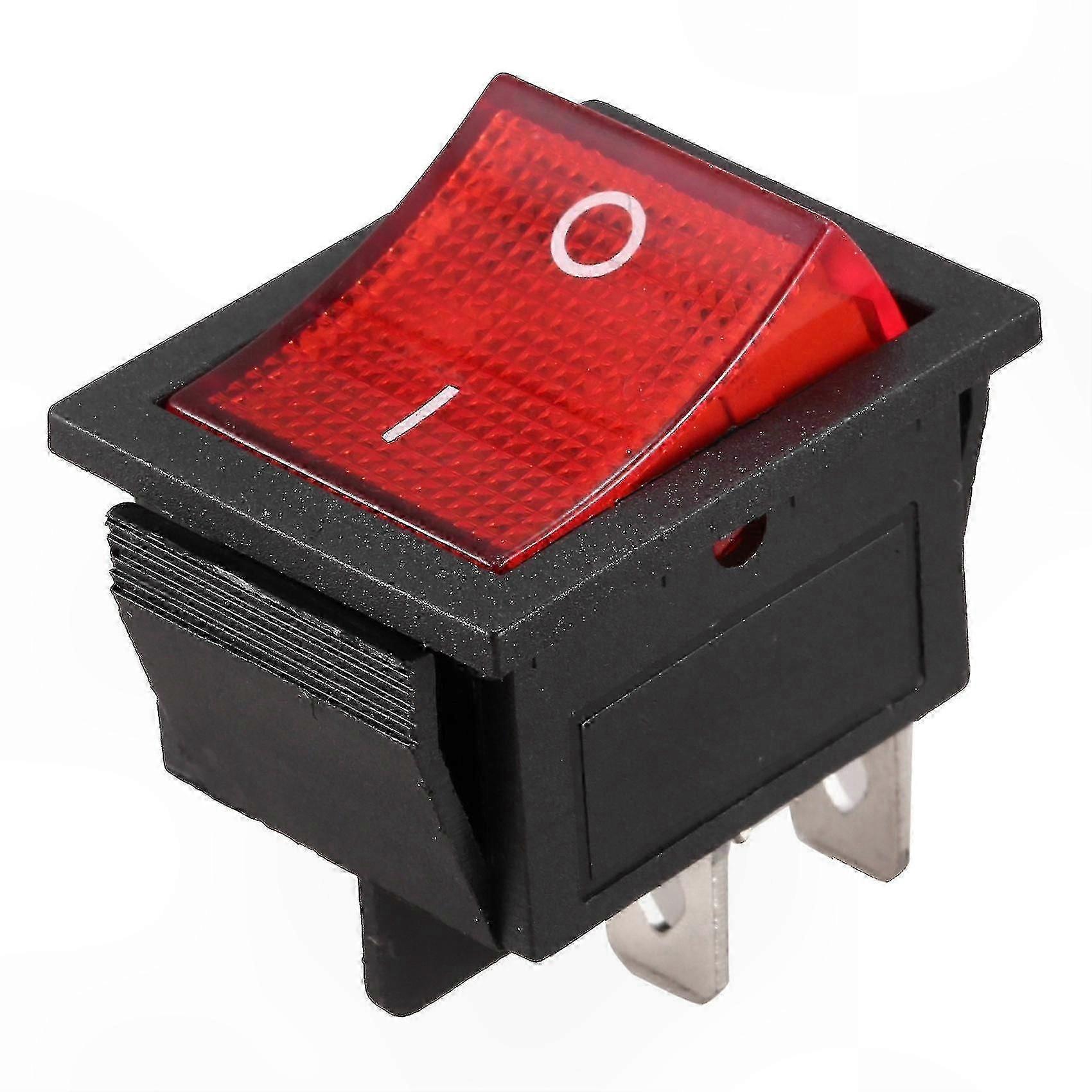 Red LED Lighted Rocker Switch 4 Pin DPST 16A-250V AC Snap-In On/Off Power Toggle