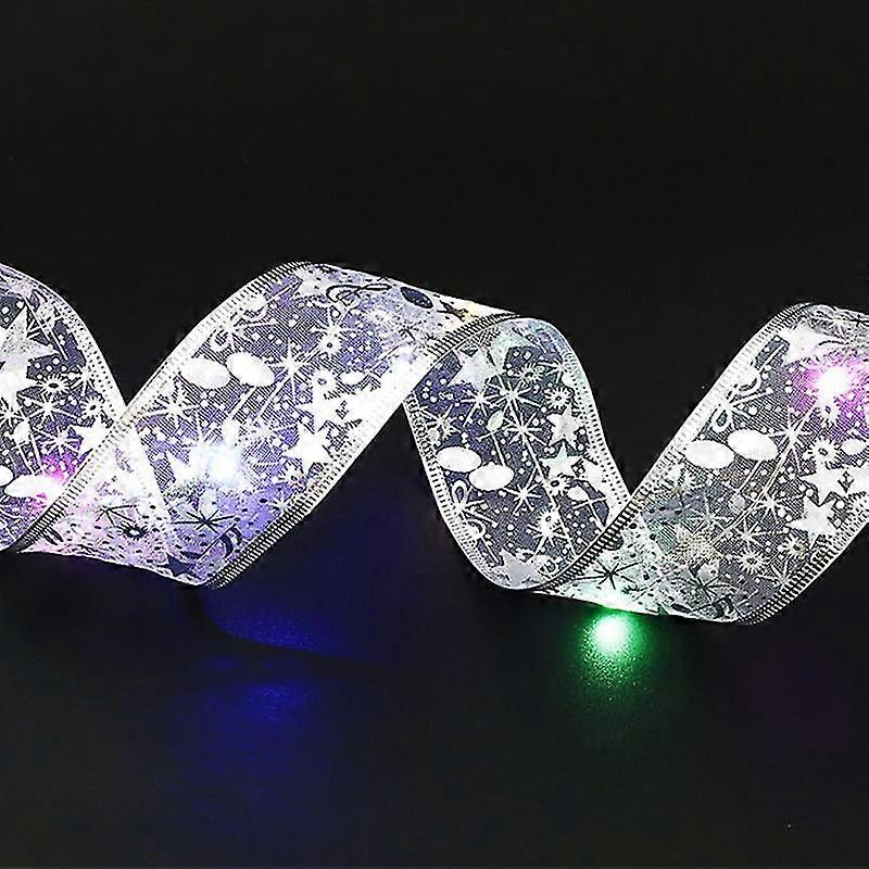 LED Fairy Lights Strings Christmas Ribbon Bows With Christmas Tree Ornaments