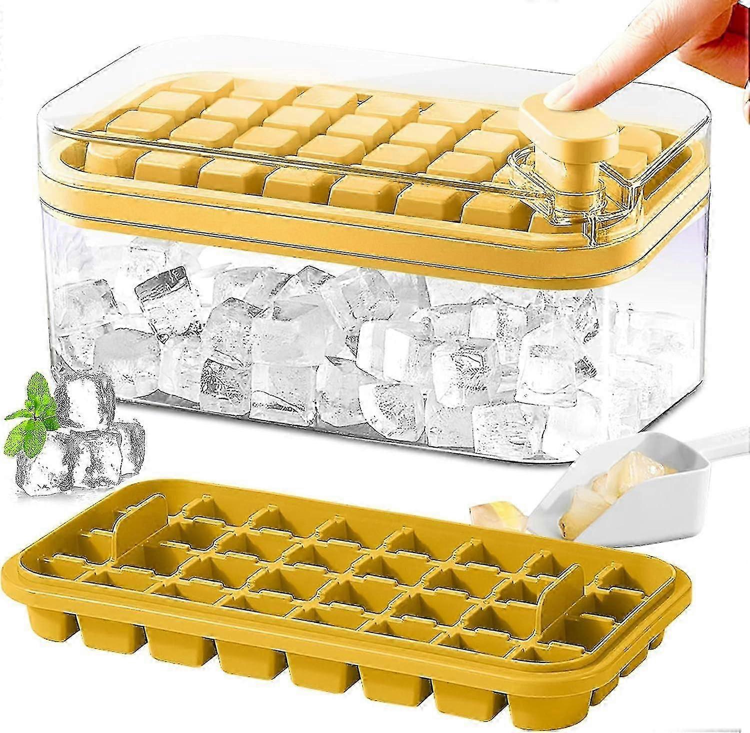 SDIGV Ice Cube Tray with Lid and Bin, 2 Pack for Freezer, 64 Pcs Ice Cube Mold (Green)