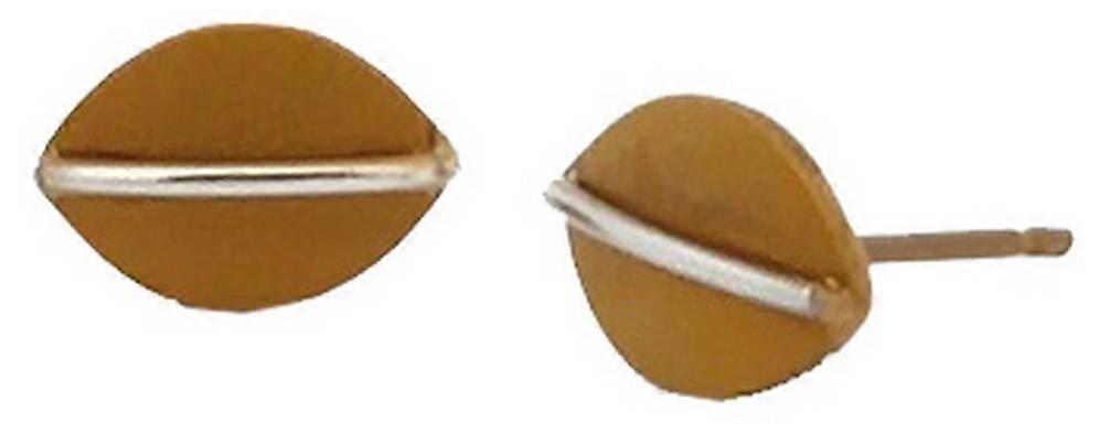 Ti2 Titanium Jungle Shield Stud Earrings - Tan