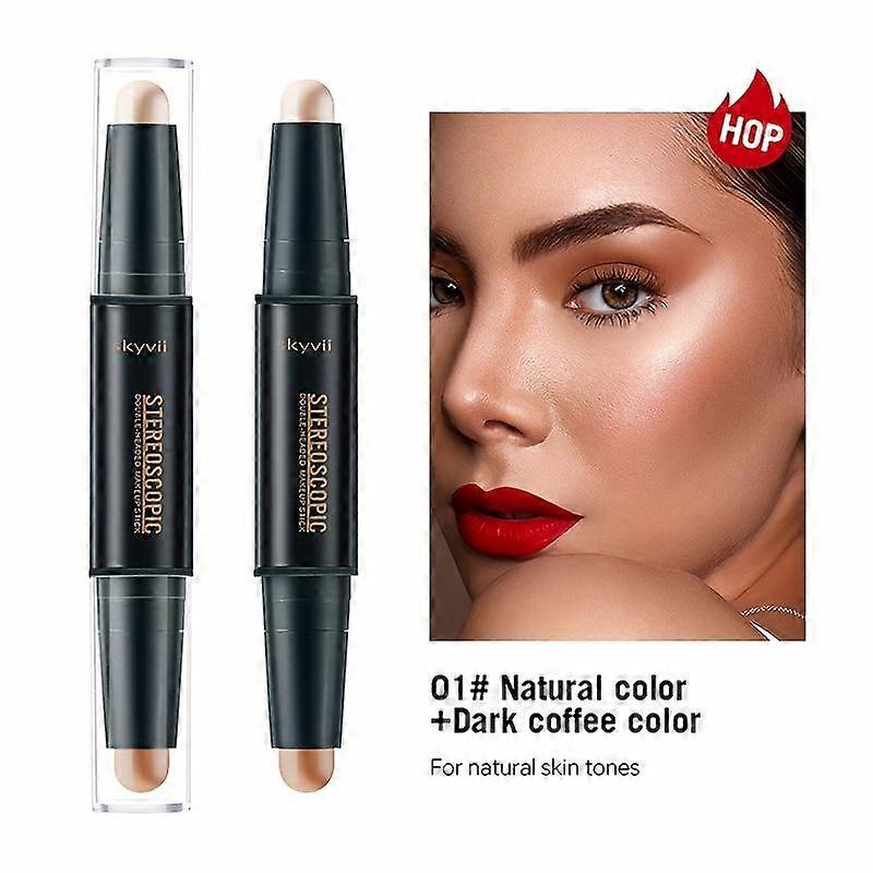 Dual-Ended Highlight  Concealment Pen Nature Finish, V-Shape Face Sculpting Stick Contouring Stick for 3D Nose Bridge Shading Makeup Tool