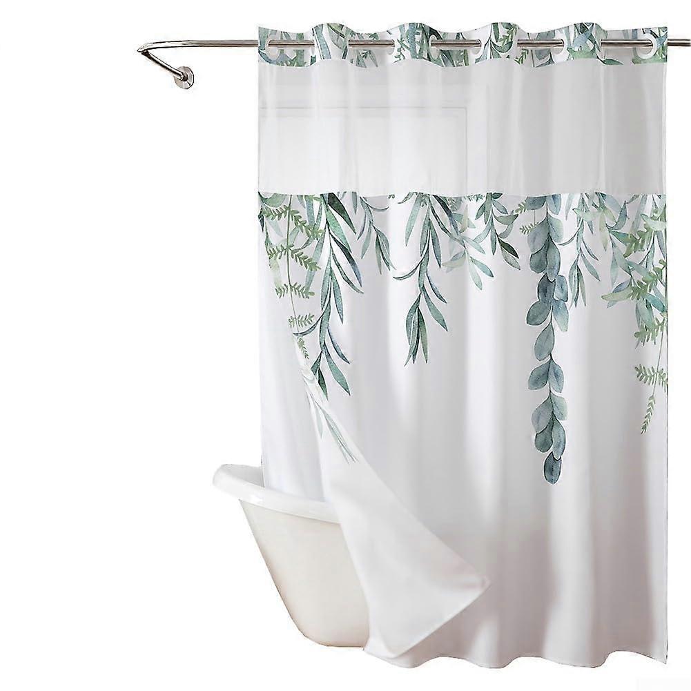 Double Layer Waterproof Shower Curtain with Polyester Gauze Design and Heavy Hem for Bathroom 71 x 74 Inches